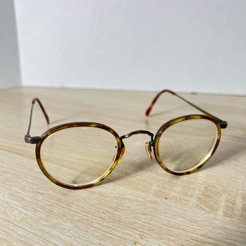 Vintage Oliver Peoples MP-2 404 AG Eyeglasses Horn Gold Panto Japan